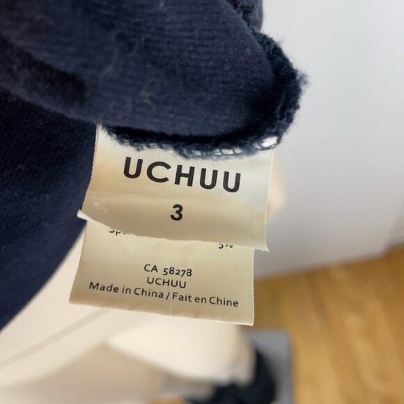 UCHUU Designer Hooded Cottonβ Elastic Waist Band Navy Blue Mini Dress Size L - Picture 4 of 9
